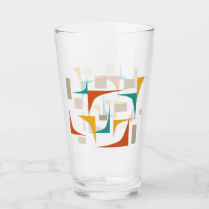 Blauwgroen Red Oranje Corners Mid Century Retro Gl Glas