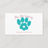 Blauwgroen Red Pet Sitter Social Media Dog Cat Paw Visitekaartje (Achterkant)