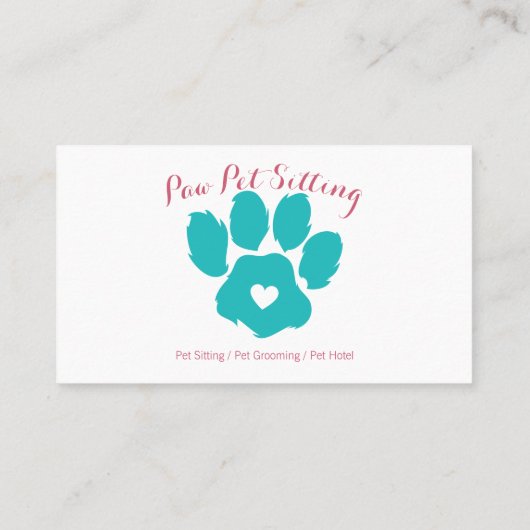 Blauwgroen Red Pet Sitter Social Media Dog Cat Paw Visitekaartje (Achterkant)