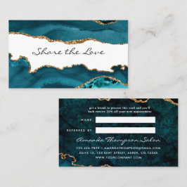 Blauwgroen - Referral-Kaart voor Turquoise en Gold Aanbevelingskaartje