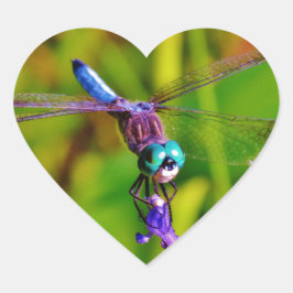 Blauwgroen regenboogdragonvlieg hart sticker