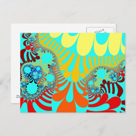 Blauwgroen regenboogmod briefkaart (Voorkant / Achterkant)