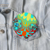 Blauwgroen regenboogmod ronde button 4,0 cm (In situ)