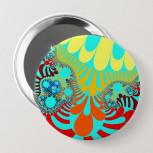 Blauwgroen regenboogmod ronde button 4,0 cm