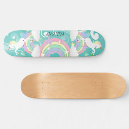 Blauwgroen regenboogunicorn skateboard