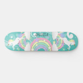 Blauwgroen regenboogunicorn skateboard (Horizontaal)