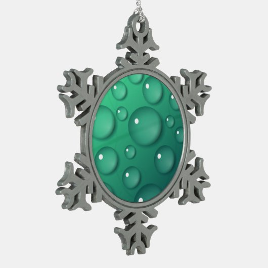 Blauwgroen regendruif tin sneeuwvlok ornament (Links)