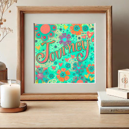 Blauwgroen Reis Inspirerend Hart Bloemen Foto Afdruk