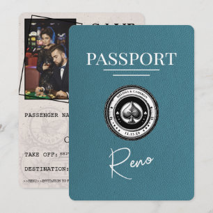 Blauwgroen Reno Paspoort Bewaar de datum Save The Date