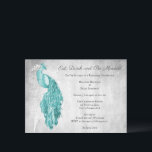 Blauwgroen repetitie met peacock kaart<br><div class="desc">Nodig gasten uit voor je repetitieve diner met een Blauwgroen Peacock huwelijksrepetitie uitnodiging. Het uitnodigingsontwerp is voorzien van een elegante pauw tegen een delicate foliage- en slijpachtergrond. Pas de namen van de bruidegom en de bruid aan samen met de details van het repetitieve diner. Extra trouwbenodigdheden zijn ook beschikbaar bij...</div>
