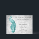 Blauwgroen repetitie met peacock kaart<br><div class="desc">Nodig gasten uit voor je repetitieve diner met een Blauwgroen Peacock huwelijksrepetitie uitnodiging. Het uitnodigingsontwerp is voorzien van een elegante pauw tegen een delicate foliage- en slijpachtergrond. Pas de namen van de bruidegom en de bruid aan samen met de details van het repetitieve diner. Extra trouwbenodigdheden zijn ook beschikbaar bij...</div>