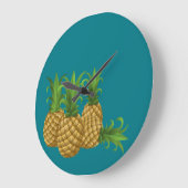 Blauwgroen Retro  ananas Grote Klok (Hoek)