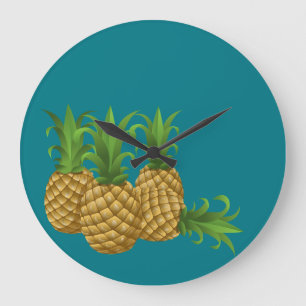 Blauwgroen Retro  ananas Grote Klok