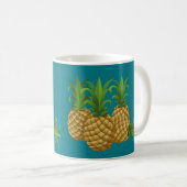 Blauwgroen Retro  ananas Koffiemok (Voorkant rechts)