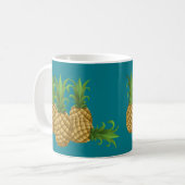 Blauwgroen Retro  ananas Koffiemok (Voorkant links)