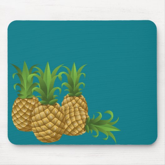 Blauwgroen Retro  ananas Muismat (Voorkant)