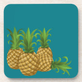 Blauwgroen Retro  ananassen Bier Onderzetter (Voorkant)