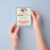 Blauwgroen Retro Cat en Dog Pet Sitter Flyer (Hand)