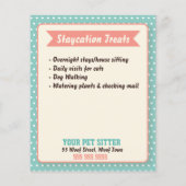 Blauwgroen Retro Cat en Dog Pet Sitter Flyer (Achterkant)