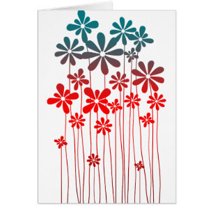 Blauwgroen Retro Flowers