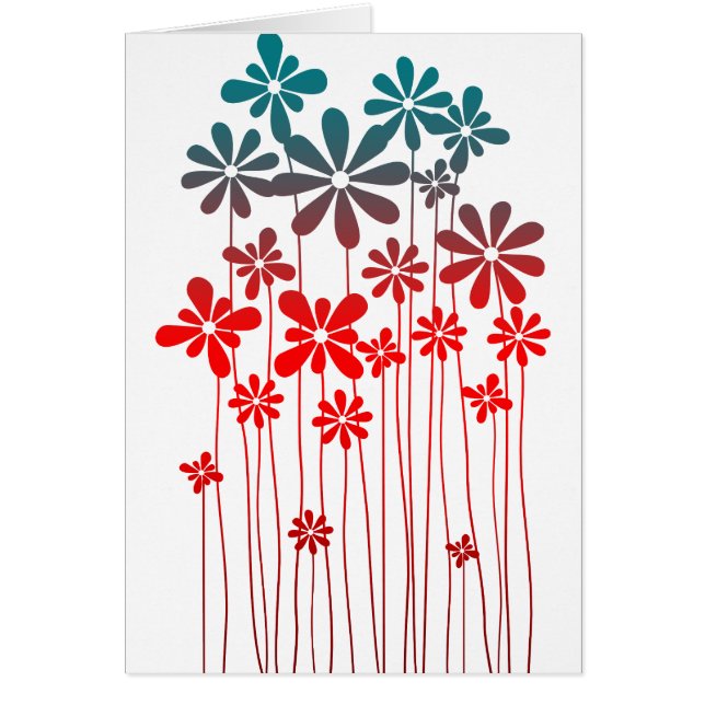 Blauwgroen Retro Flowers (Voorkant)