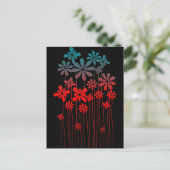Blauwgroen Retro Flowers Briefkaart (Staand voorkant)