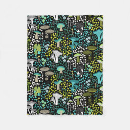 Blauwgroen retro paddenstoel fleece deken