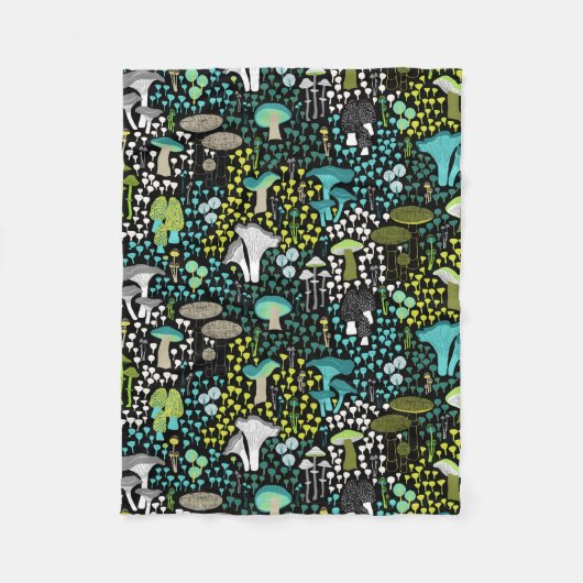 Blauwgroen retro paddenstoel fleece deken (Voorkant)