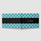 Blauwgroen Retro Plaid Pattern Wedding Gastenboek (Volledig)