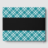 Blauwgroen Retro Plaid Pattern Wedding Gastenboek (Achterkant)