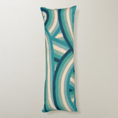 Blauwgroen Retro Regenboog Stripes Pattern Lichaamskussen (Achterkant (Verticaal))