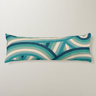 Blauwgroen Retro Regenboog Stripes Pattern Lichaamskussen