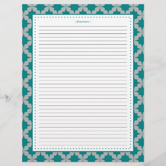 Blauwgroen retro ster extra receptenpagina's (Voorkant)