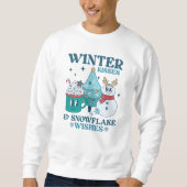 Blauwgroen retro winterkusjes & sneeuwvlokwensen w trui (Voorkant)