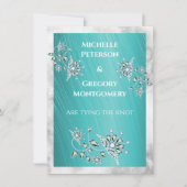 Blauwgroen Rhinestone Jewel Marble Border Save The Date (Voorkant)