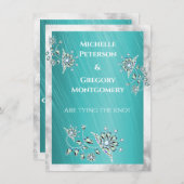 Blauwgroen Rhinestone Jewel met marmergrens Save The Date (Voorkant / Achterkant)