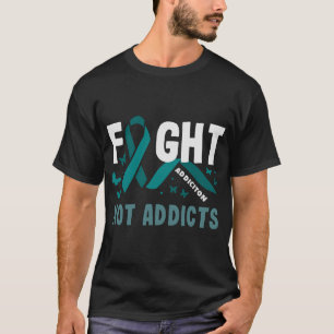 Blauwgroen Ribbon Addiction Recovery Awareness T-shirt