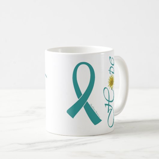 Blauwgroen Ribbon Hope Mok (Voorkant rechts)