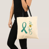 Blauwgroen Ribbon Hope Tote Bag (Voorkant (product))
