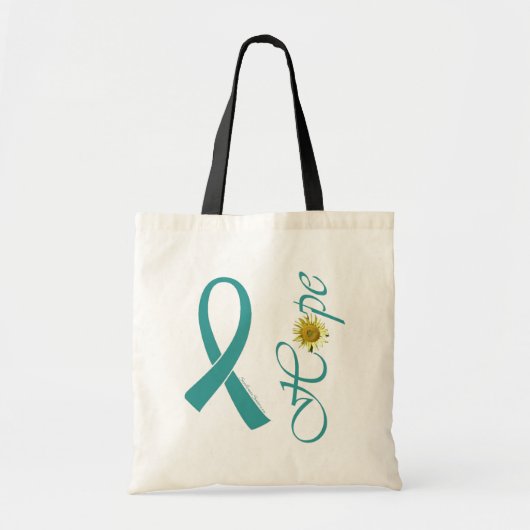 Blauwgroen Ribbon Hope Tote Bag (Voorkant)