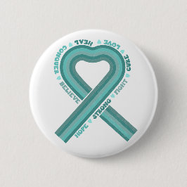 Blauwgroen Ribbon-ondersteuning voor Ovariumkanker Ronde Button 5,7 Cm