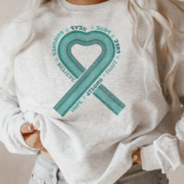 Blauwgroen Ribbon-ondersteuning voor Ovariumkanker Trui