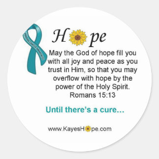 Blauwgroen Ribbon Ovarian Cancer Hope Ronde Sticker