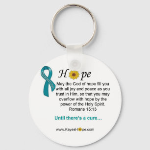 Blauwgroen Ribbon Ovarian Cancer Hope Sleutelhanger