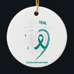 Blauwgroen Ribbon Ovarium Cancer Awareness Giften Keramisch Ornament<br><div class="desc">Blauwgroen Ribbon Ovarium Cancer Awareness Giften</div>