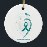 Blauwgroen Ribbon Ovarium Cancer Awareness Giften Keramisch Ornament<br><div class="desc">Blauwgroen Ribbon Ovarium Cancer Awareness Giften</div>