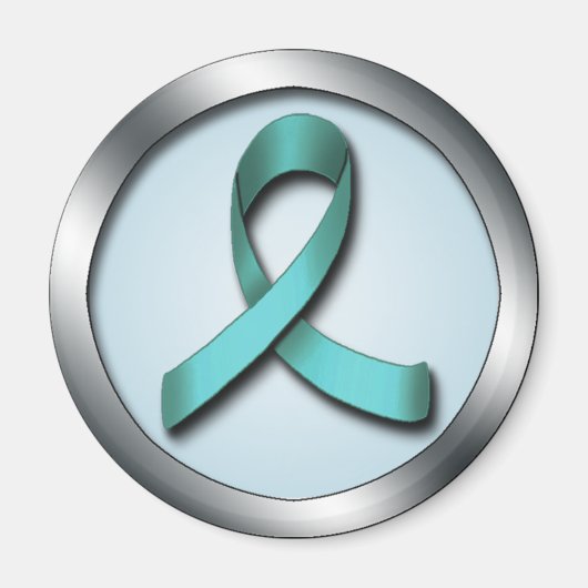 Blauwgroen Ribbon Ovarium Cancer Awareness magnet (Voorkant)