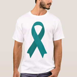 Blauwgroen Ribbon Ovarium Cancer Awareness T-shirt