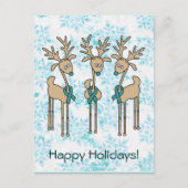 Blauwgroen ribbon-rendiertje feestdagenkaart (Voorkant)