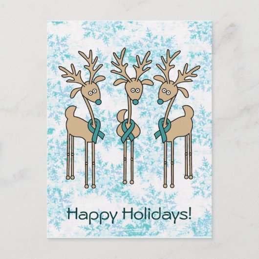 Blauwgroen ribbon-rendiertje feestdagenkaart (Voorkant)